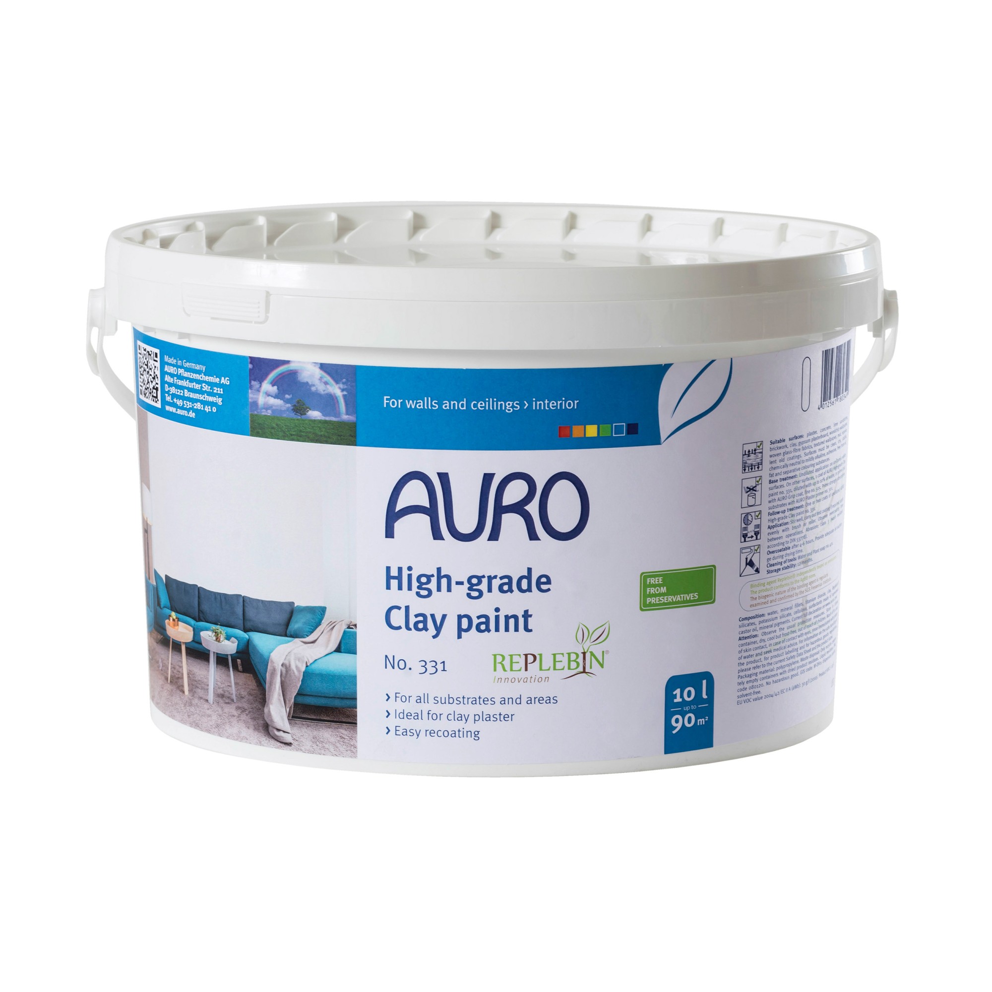 Auro HighGrade Clay Paint 331 White Highly Breathable Ecological